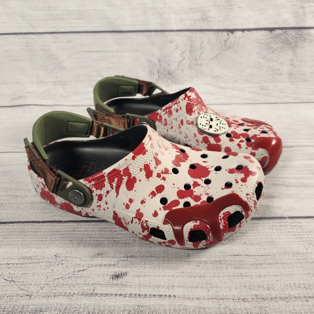 Crocs Friday the 13th Jason Voorhees All-Terrain Clogs Kids M4 W6 White Red